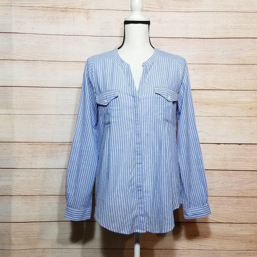 Joie blue striped button up blouse (28-031)